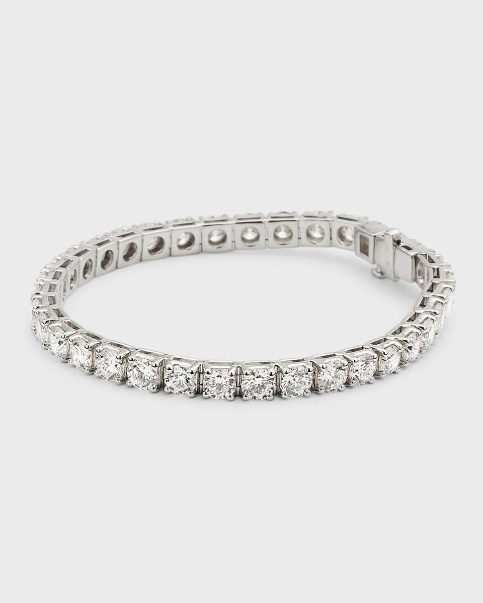 Lab Grown Diamond 18K White Gold Round Tennis Bracelet, 7"L